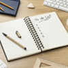 Free photo flat lay notebook with to do list on desk